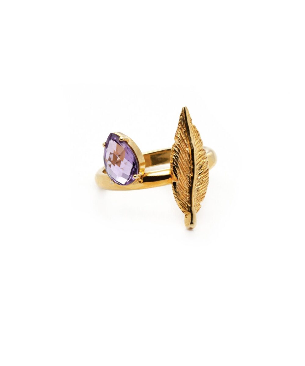 Anello Piuma e Pietra Naturale - Immagine 3