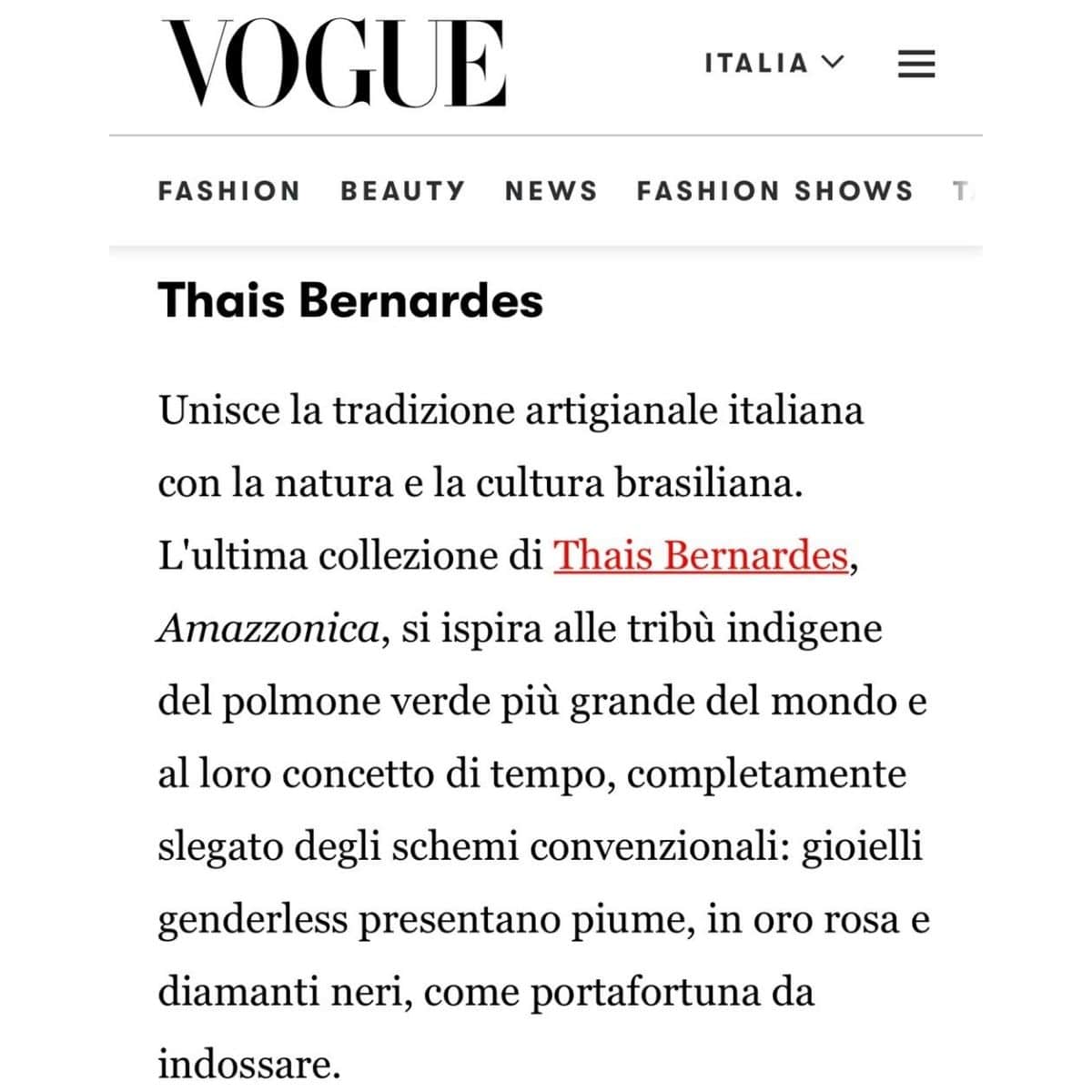 Vogue Gioielli thais Bernardes