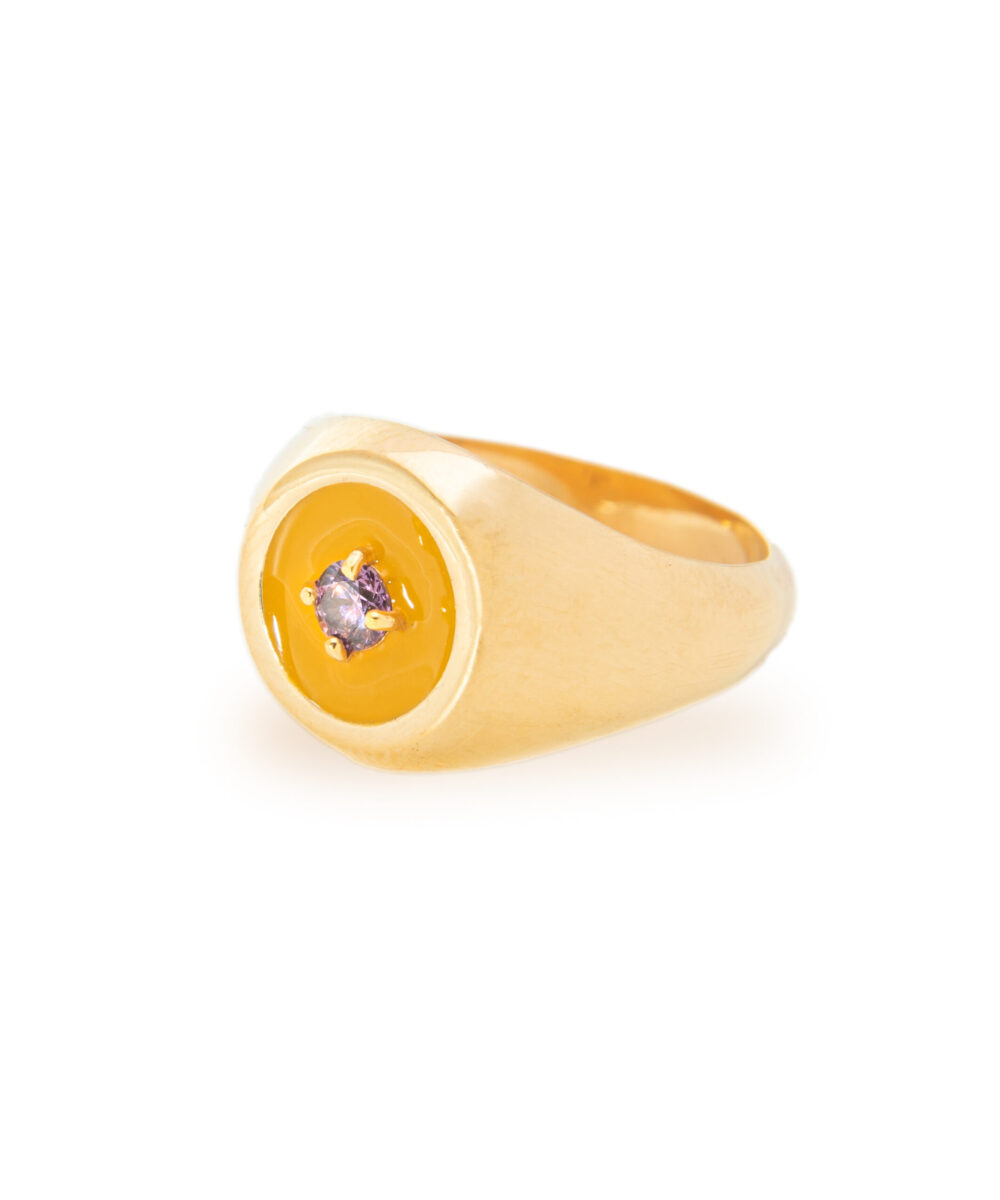 Anello Mini Chevalier Smaltato Giallo - Immagine 2