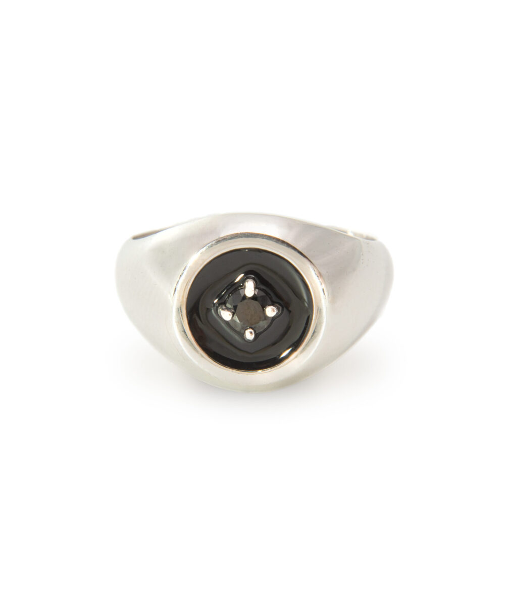 Anello Mini Chevalier Smaltato Nero