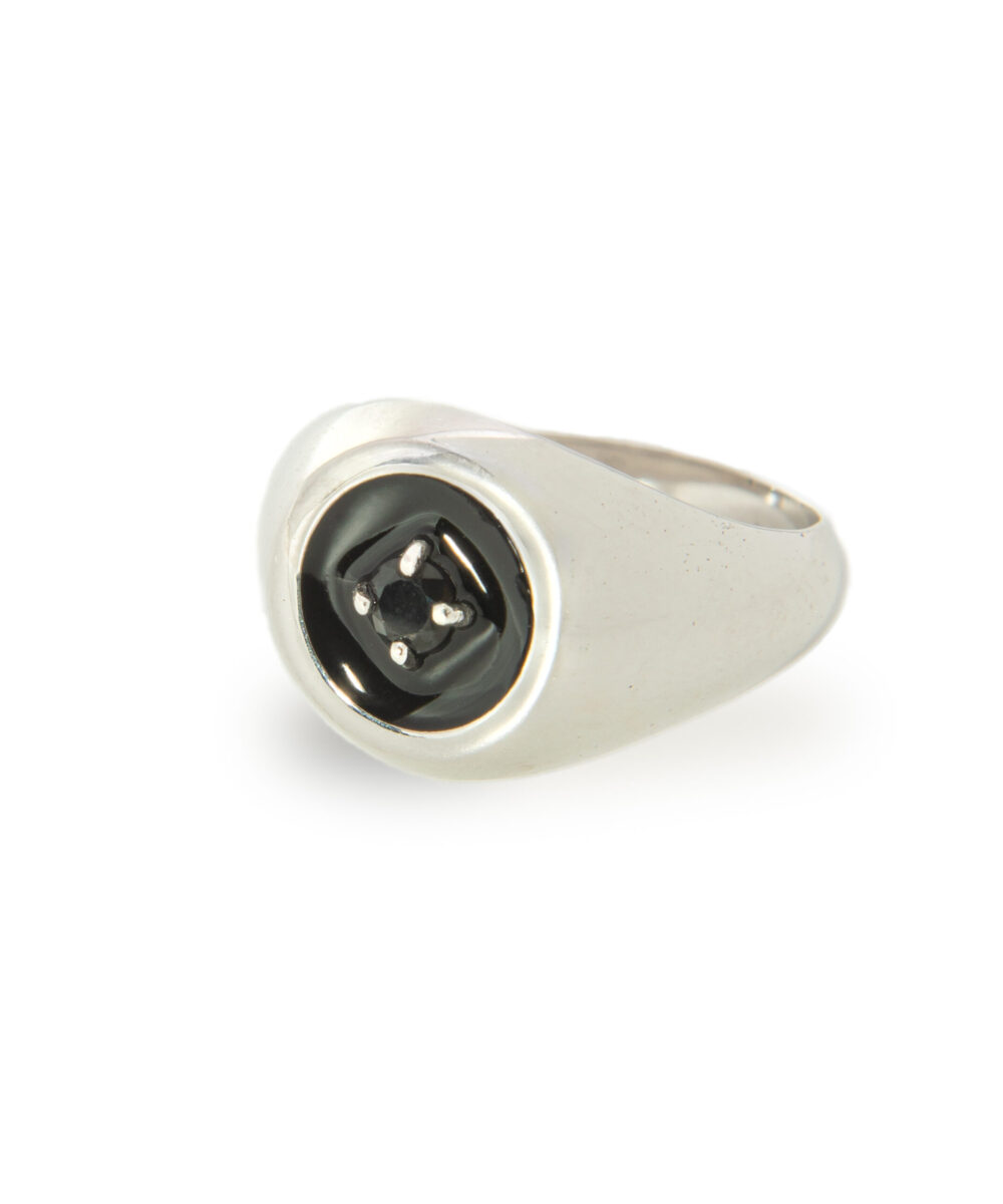 Anello Mini Chevalier Smaltato Nero - Immagine 2