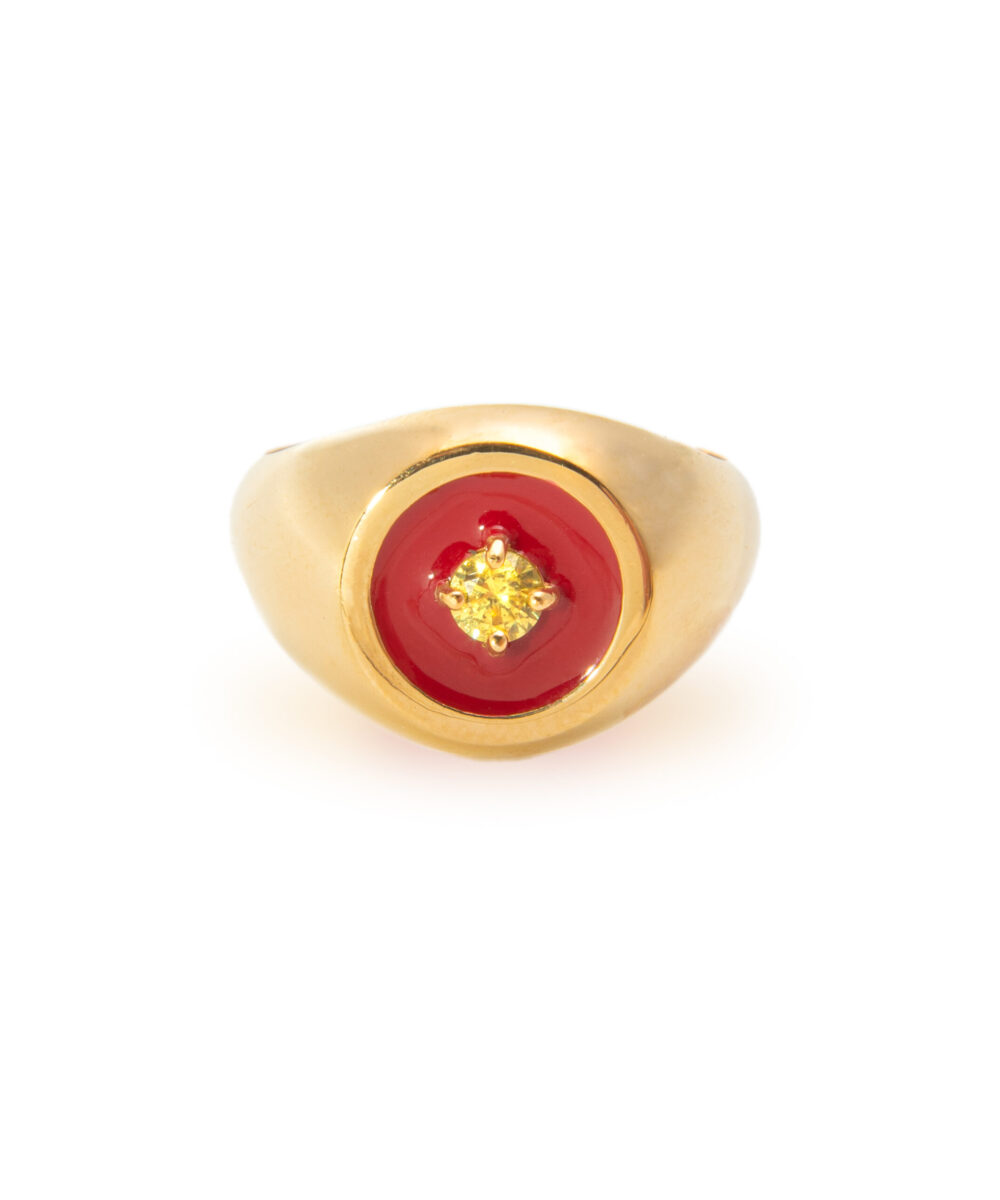 Anello Mini Chevalier Smaltato Rosso