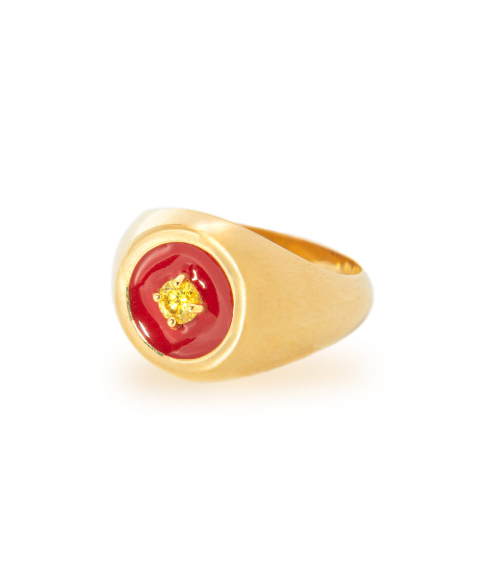 Anello Mini Chevalier Smaltato Rosso - Immagine 2