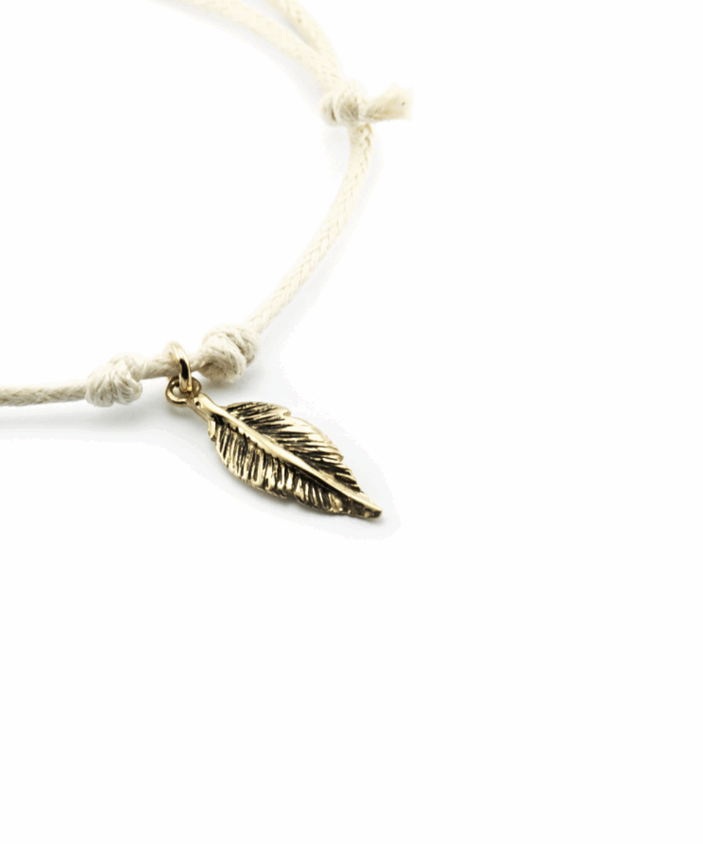 Collana in Cotone con Piuma in Argento - Immagine 3