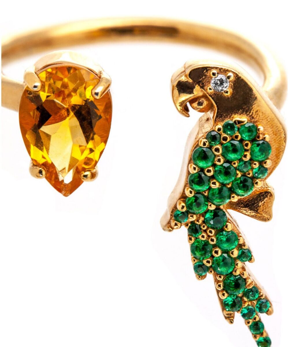 Anello Contrarie Pappagallo Pietra Citrino - Immagine 3