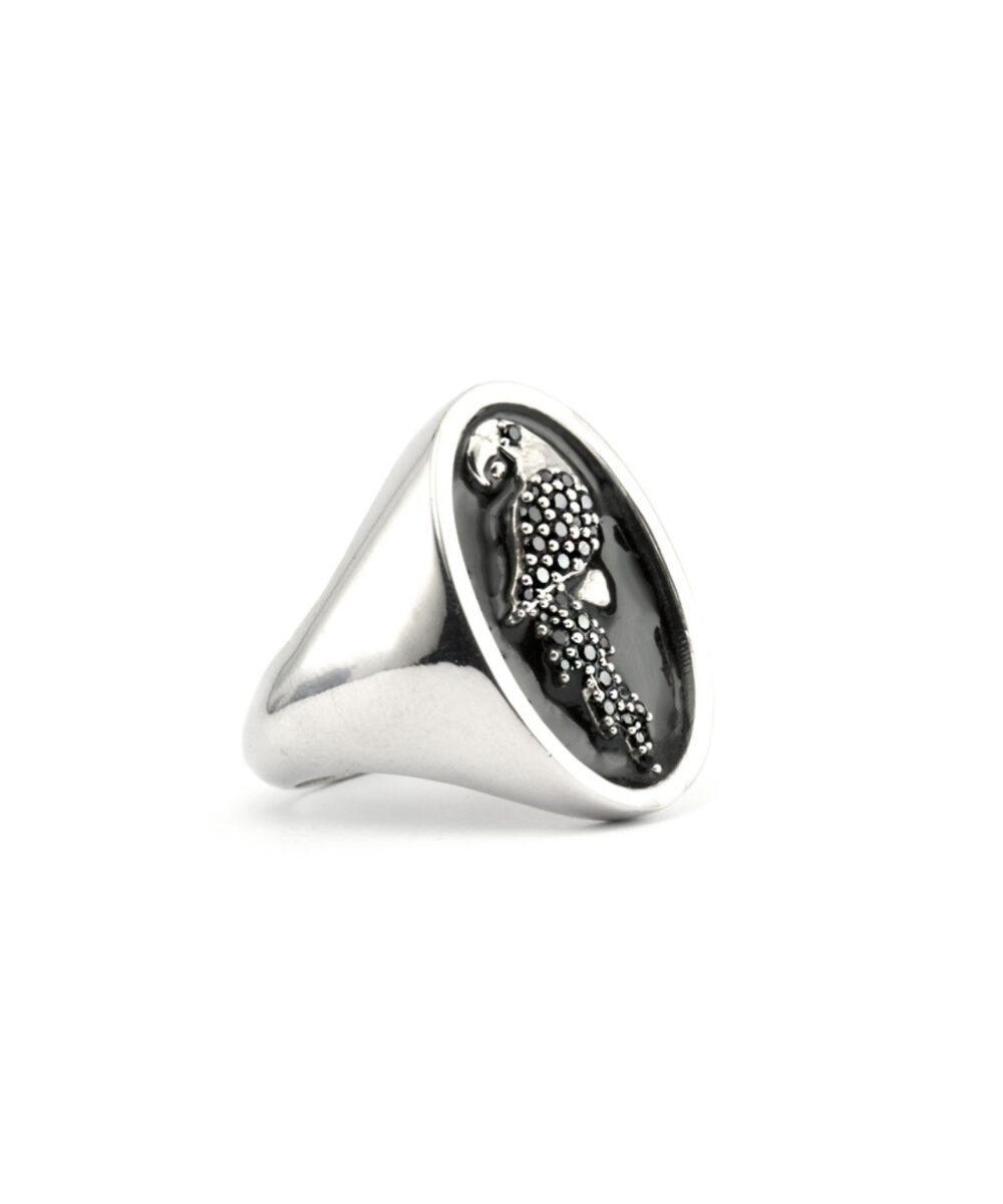 Anello Chevalier Pappagallo Smaltato Nero - Immagine 3