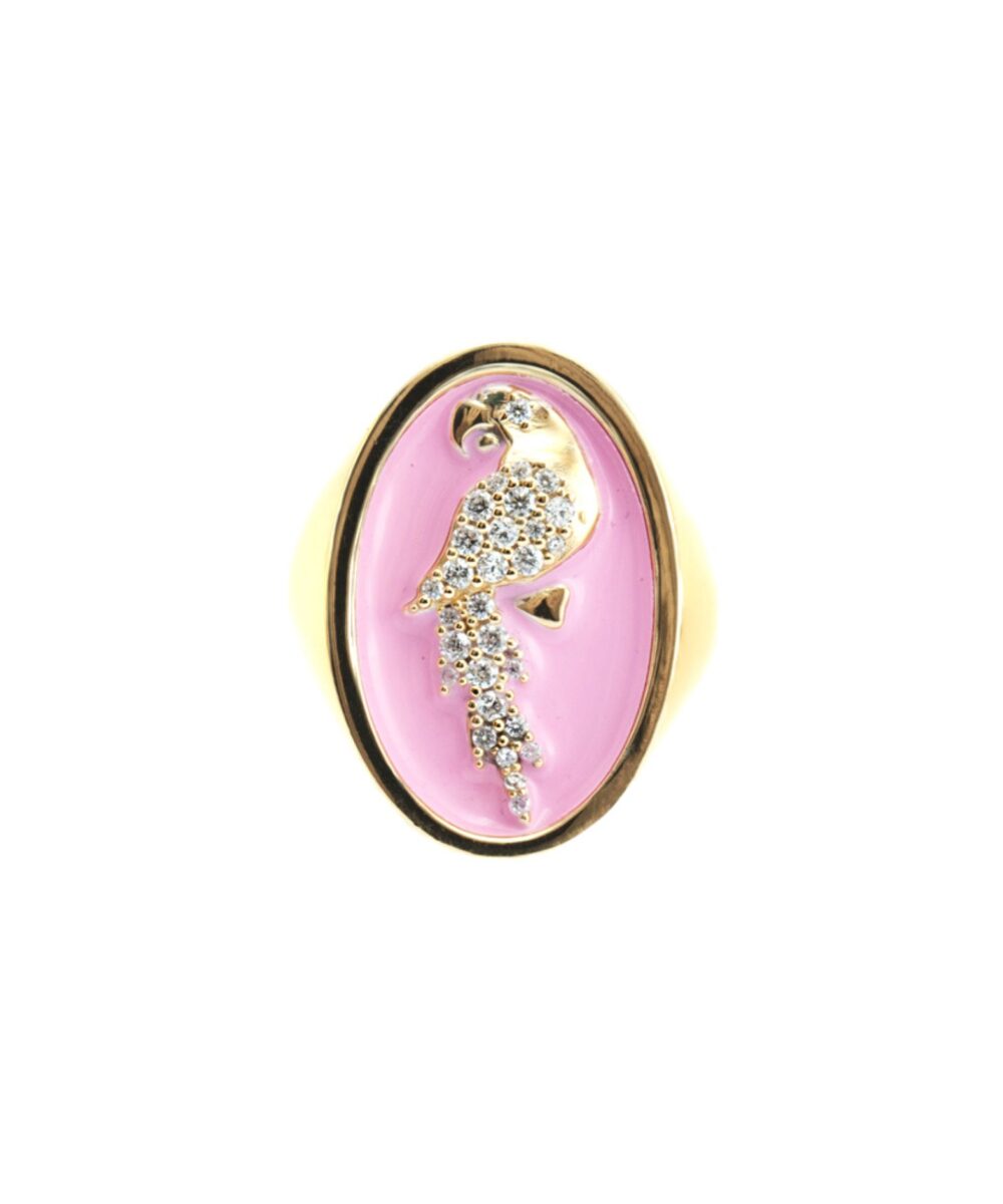 Anello Chevalier Pappagallo  Smaltato Rosa - Immagine 2