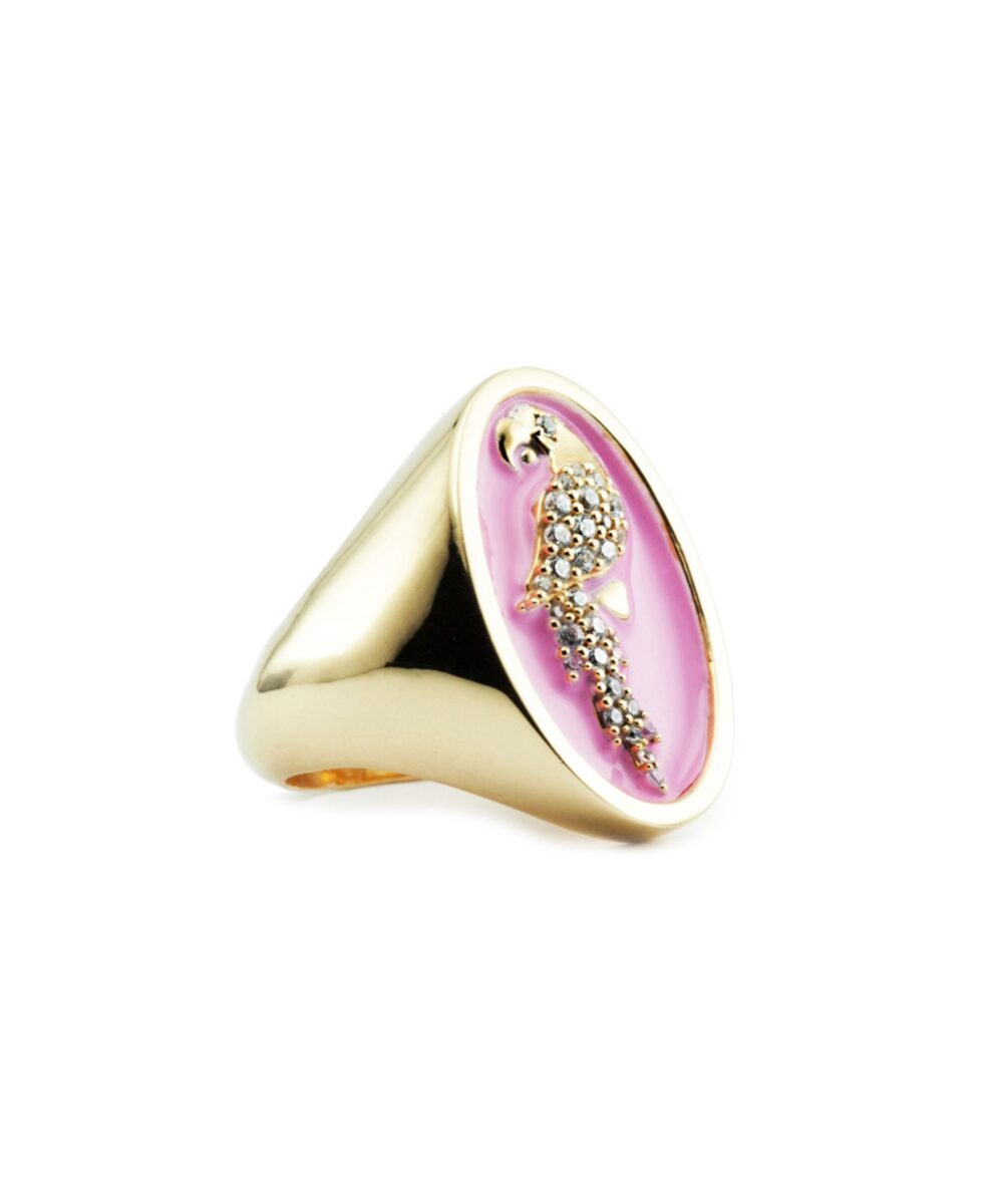 Anello Chevalier Pappagallo  Smaltato Rosa - Immagine 3