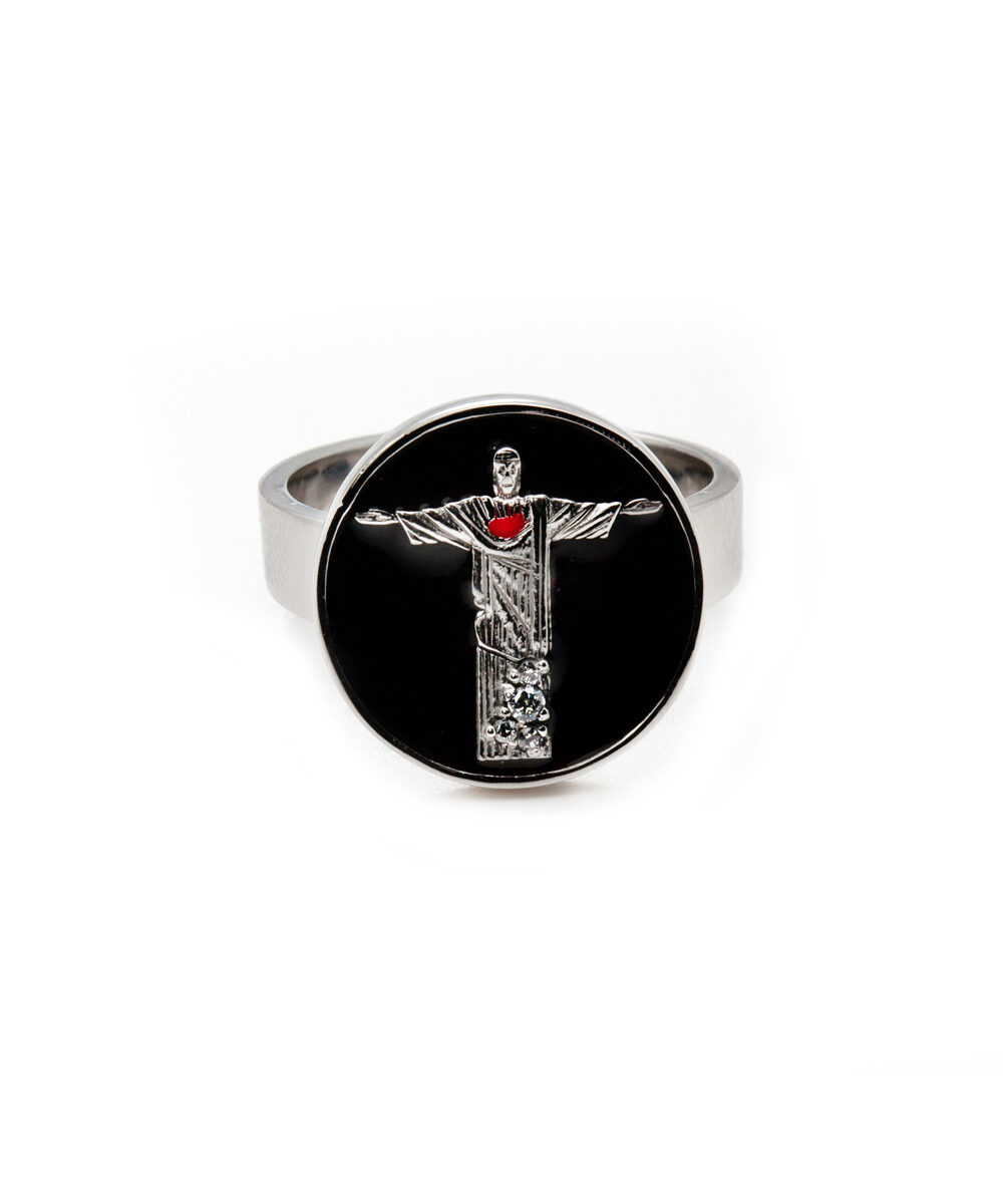 Anello Corcovado in Argento con Smalto Nero