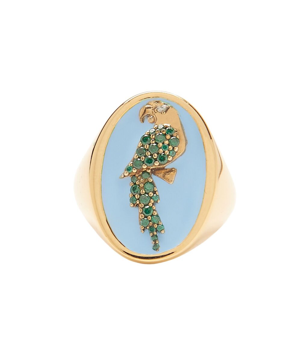 Anello Chevalier Pappagallo Smaltato Azzurro