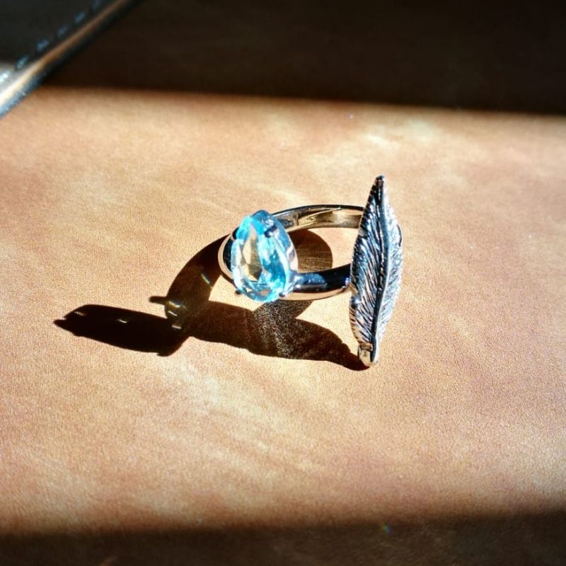 Anello Piuma e Pietra Naturale - Immagine 2
