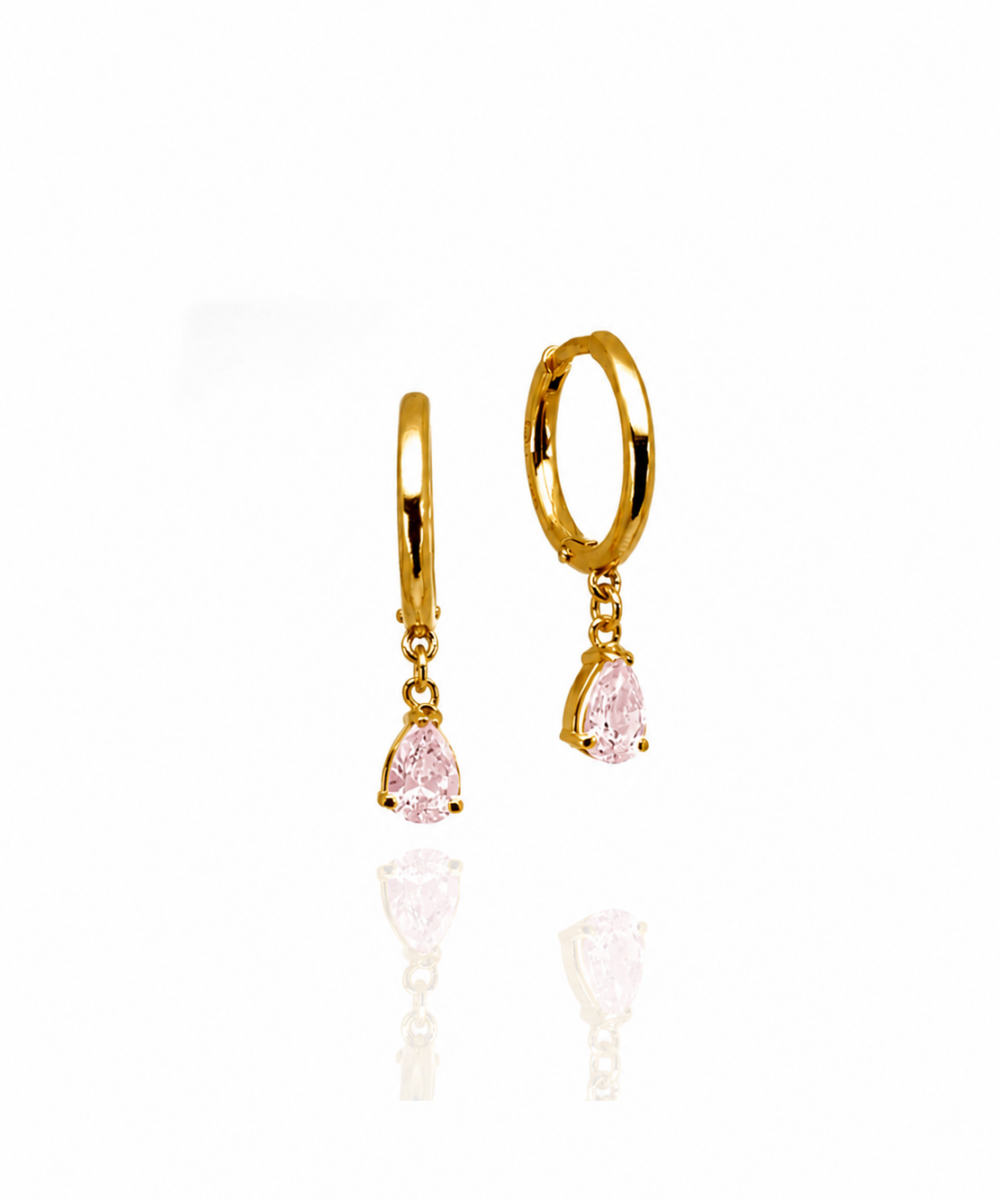 Orecchini Cerchi e Gocce Punto Luce – Quarzo Rosa