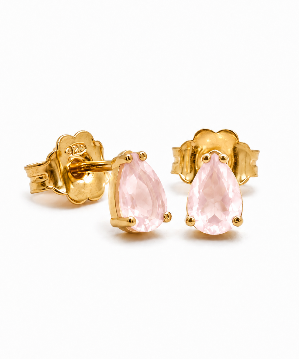 Orecchini Gocce Quarzo Rosa